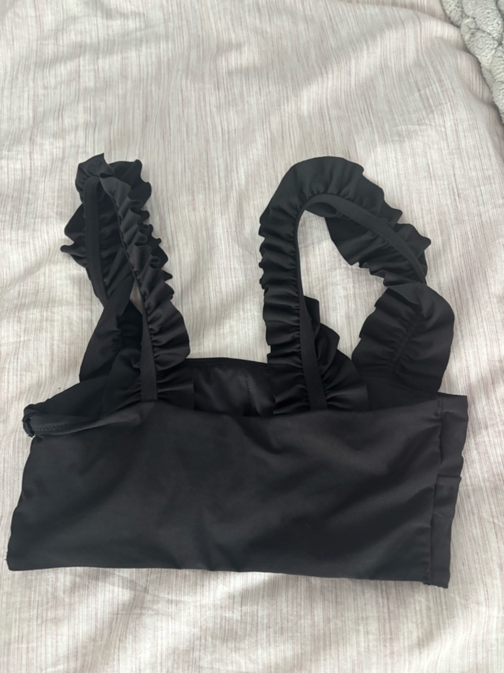 Black Ruffled Strap Bikini Top - Picture 2 of 4
